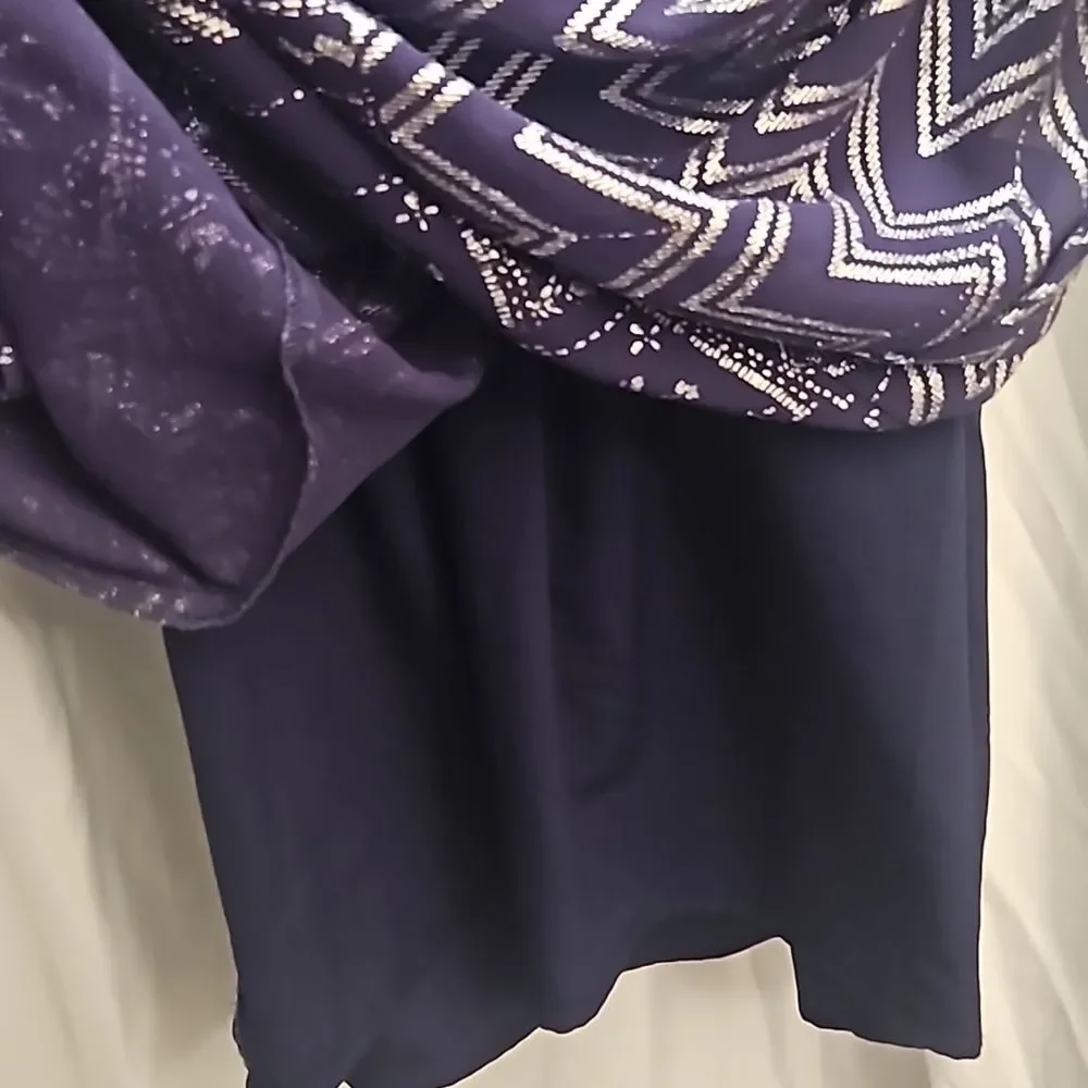 Free People Chevron V-Neck Blouson Mini Dress - Sz. Small - Picture 10 of 13